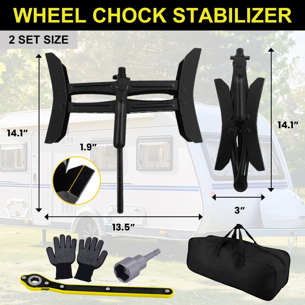 Towmax X-shaped stabilizer sits between tandem tires to reduce rocking.