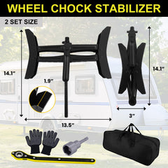 Towmax X-shaped stabilizer sits between tandem tires to reduce rocking.