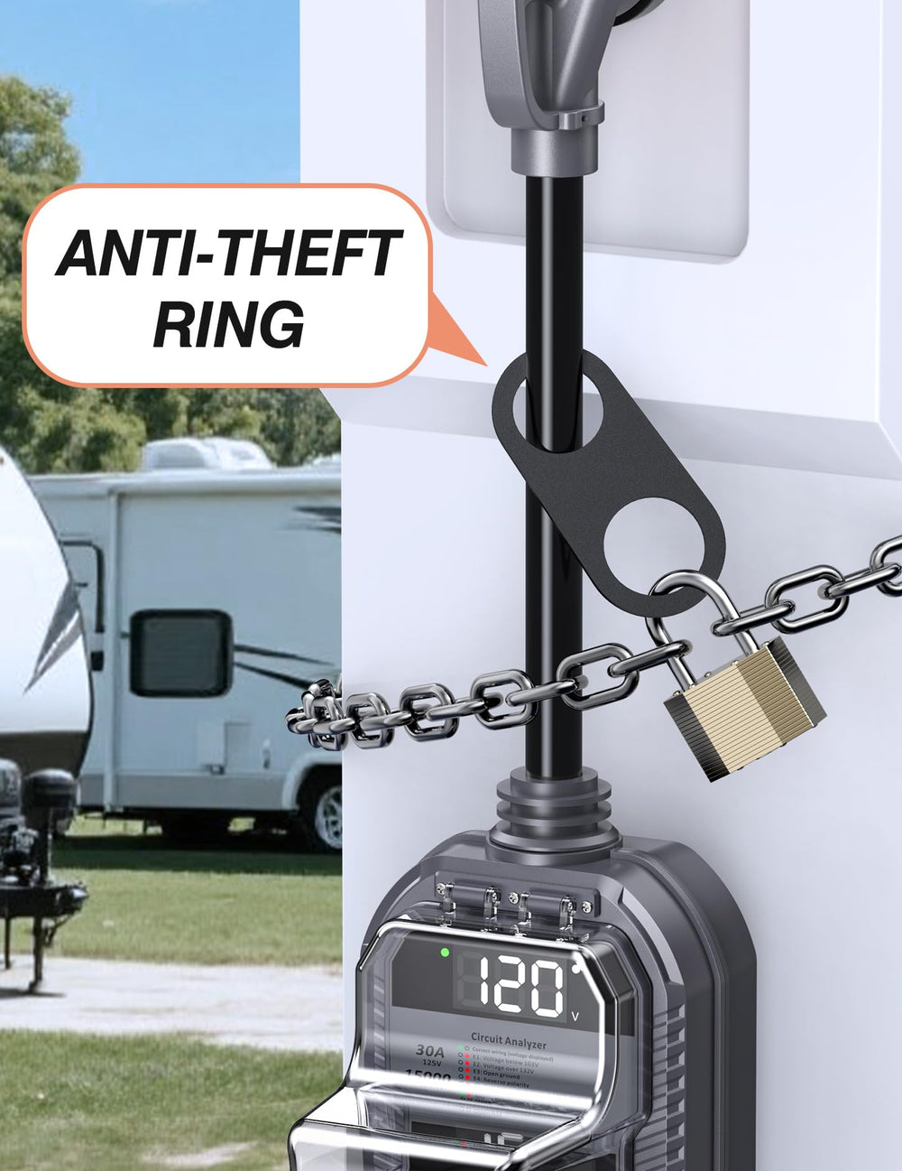 TOWTAMER 30A unit fits standard RV plugs with ease.