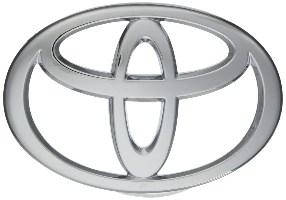 Toyota Genuine Radiator Emblem close-up showing authentic branding and OEM fit.