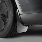 TPARTS mud flaps for Model Y Juniper—front view showing OEM-fit protection for clean wheel wells.