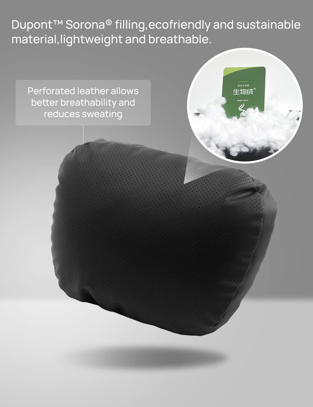 Sorona filling provides lightweight, supportive cushioning for longer trips with TPARTS pillow.