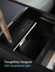 TPARTS LED ambient lighting enhances the console area with subtle glow.
