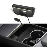 TPARTS hidden charger with retractable cable for Tesla Model 3 Highland enhances console cleanliness.