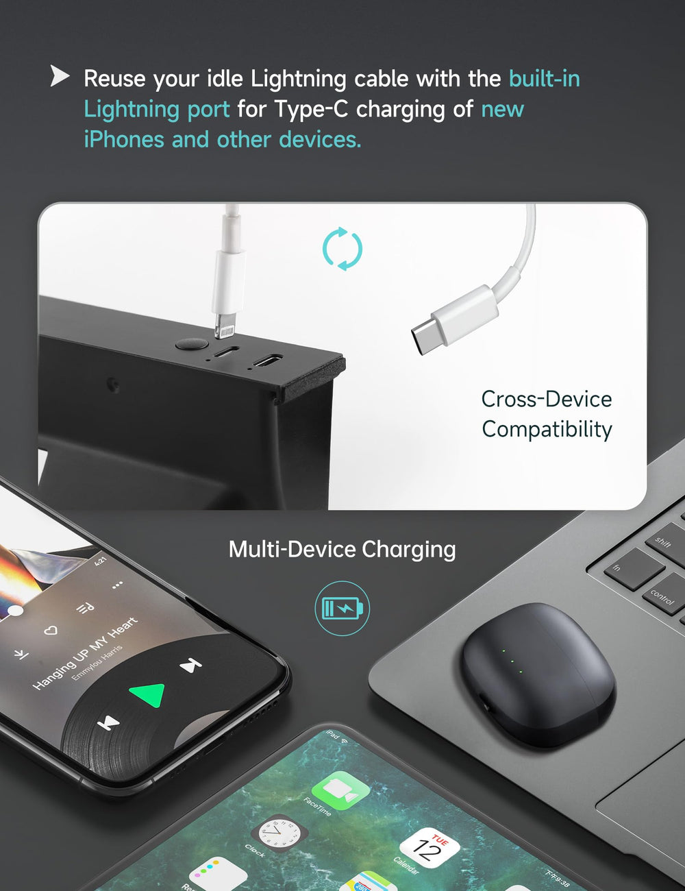 TPARTS hidden charger with retractable cable for Tesla Model Y Juniper keeps cables tucked.