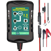 TPE battery charger front view; compact for 6V and 12V lead-acid batteries.