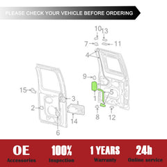 TQPONLY rear door latch handle assembly, complete with mounting hardware.