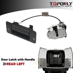 TQPONLY rear door latch handle closeup showing metal build for Ford E-Series.