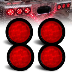 Traberm 4-inch round LED trailer tail light front view improves trailer visibility.