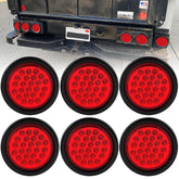 Traberm 6-pack 4-inch round LED trailer tail lights front view for high visibility.