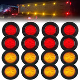 Traberm amber 2-inch round LED marker enhances side visibility for night hauling.