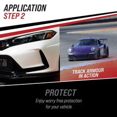 Track Armour side-mirror protection film resists chips while preserving visibility.