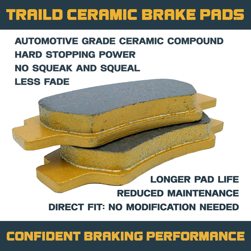 Traild full brake pad set for Talon provides front and rear coverage.