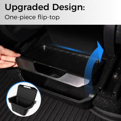 Ample storage for phones, wallets, keys, and tissues in Model Y TRATHM