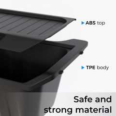 Non-slip, secure lid on TRATHM organizer in Model Y