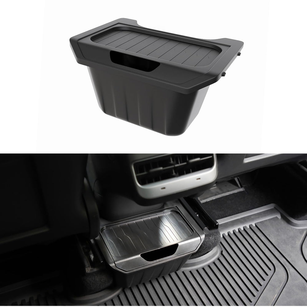 TRATHM rear center console organizer installed in Model Y for organized rear space