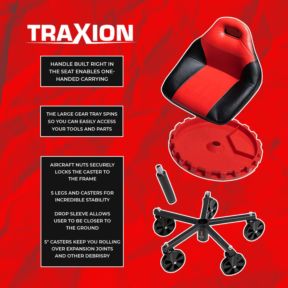 Traxion 2-700 ProGear five-inch casters handle cords and hoses.