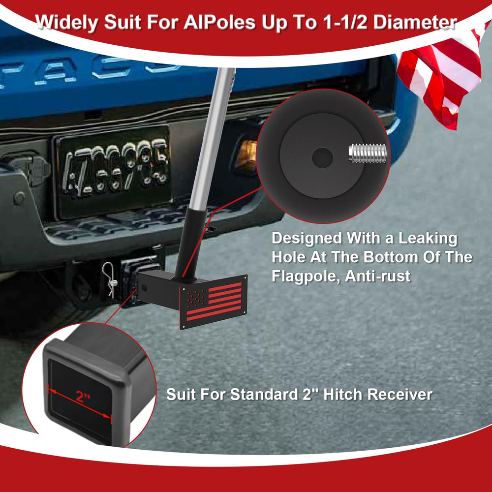 TRCYINC adjustable-height flag holder highlights versatile flag positioning for visibility.