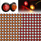 Treela amber round side marker close-up, durable 3/4 inch lens for trailers.