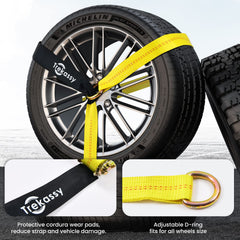 Trekassy 8ft tire straps cover tires evenly for versatile hauls