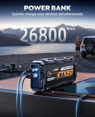 TREKURE car jump starter with 800 lumens LED light for roadside visibility