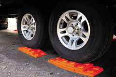 Tri-Lynx Lynx levelers orange storage bag in use for visibility and organization