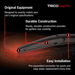 TRICO Exact Fit 12in rear wiper blade features easy DIY replacement with instructions.
