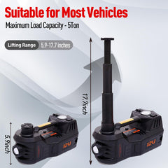 Trihelper 5-ton jack with built-in inflator topping off tires swiftly