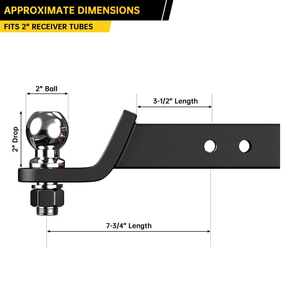 Triloex hitch ball mount installed in a 2-inch receiver for stable towing.
