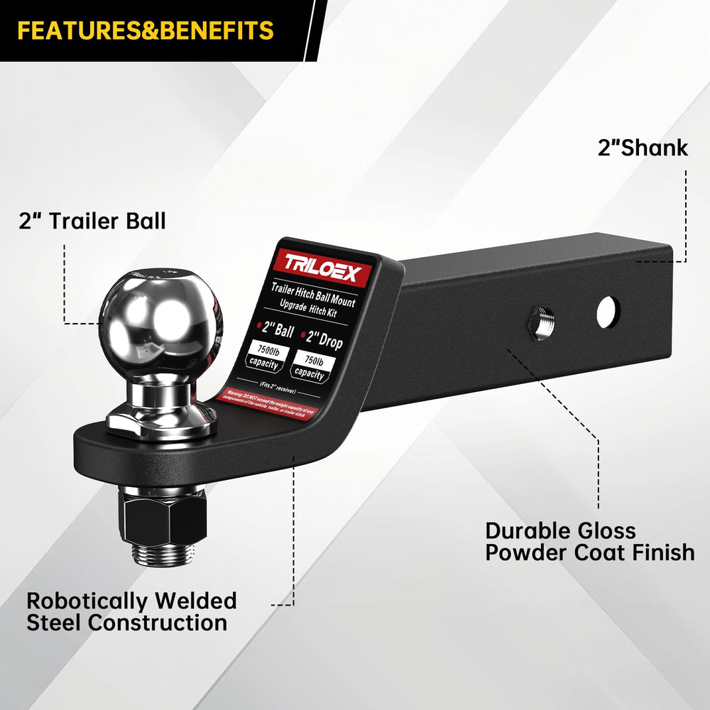 Triloex 5-8-inch hitch pin secures the mount for a tighter lock.
