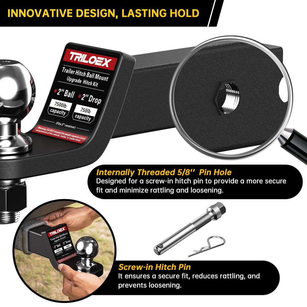 Triloex heavy-duty hitch mount ready for demanding towing tasks up to 7,500 lbs.