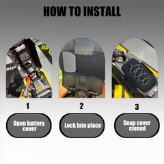 TRILVIX quick installation mounts to the battery cover with Velcro for a secure fit.