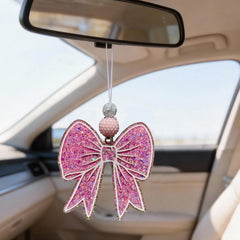 TrinhGuo pink bow car air freshener glitter side enhances interior