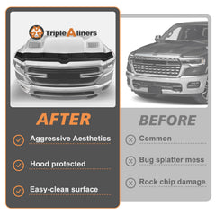 TripleAliners off-road-gear hood shield complements Ram 1500 for rugged adventures.