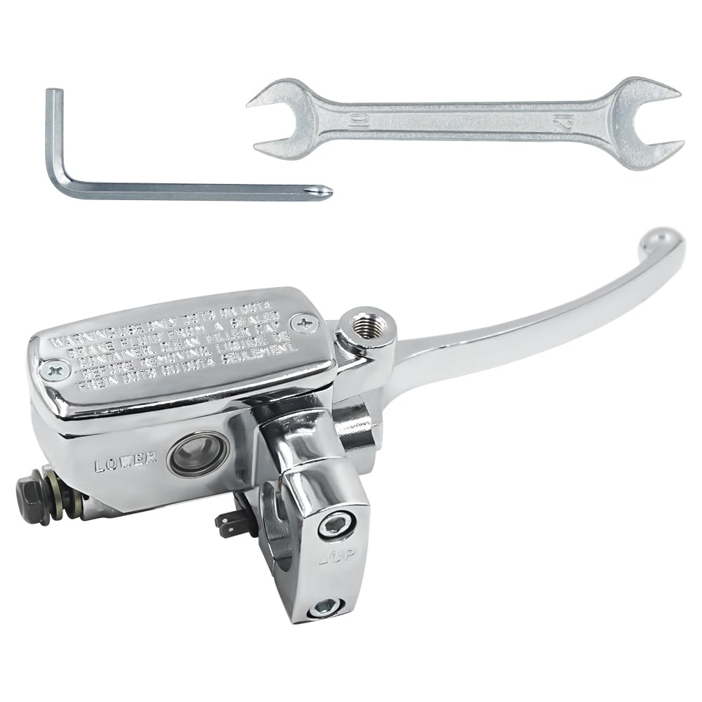 Triumilynn Right 1-inch brake master cylinder front view with chrome finish for a refined upgrade