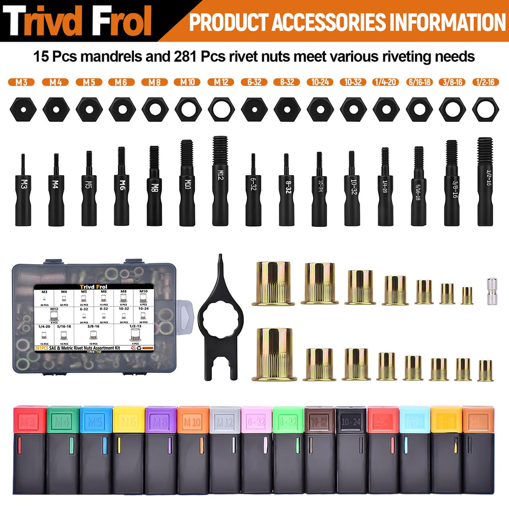 Trivd Frol mandrels collection, easy hand swaps for multiple thread sizes