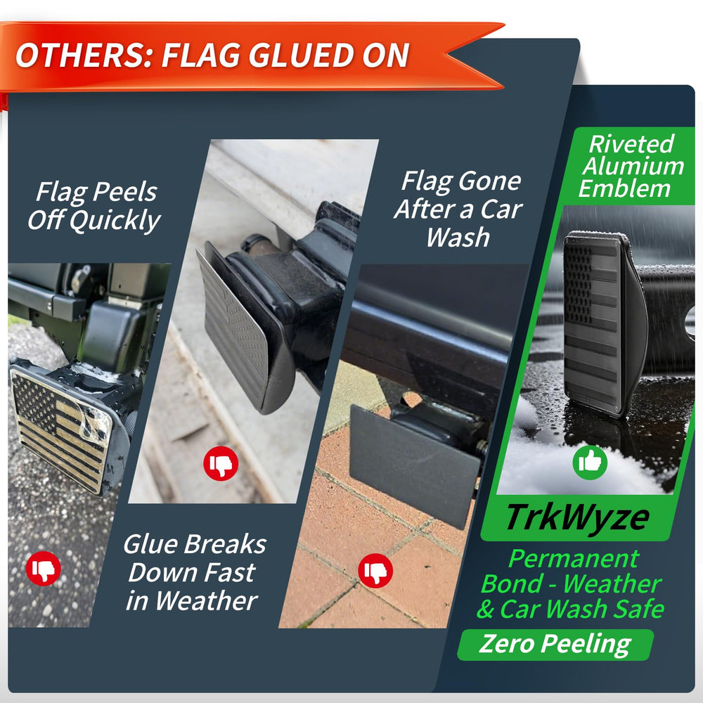 TrkWyze all-weather hitch protector for rust resistance and long-lasting shine.