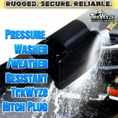 TrkWyze hitch cover withstands car washes and harsh weather