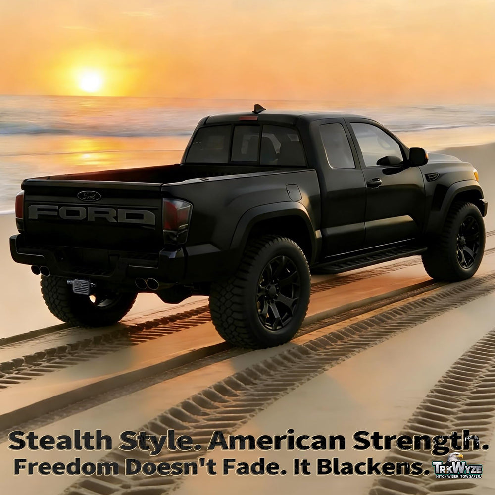 TrkWyze patent-pending hitch cover combines durability with patriotic styling.