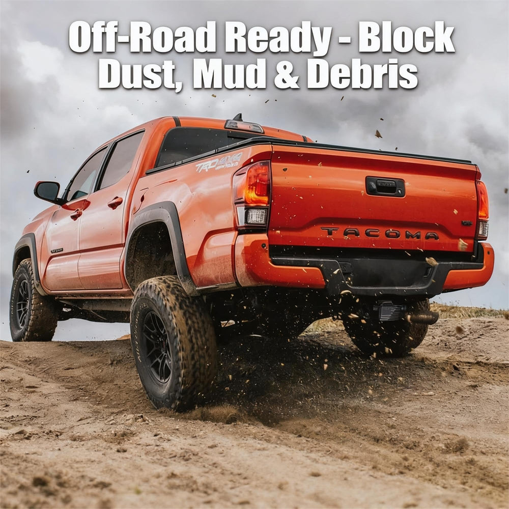TrkWyze rust-resistant hitch cover withstands rain, snow, and car washes.
