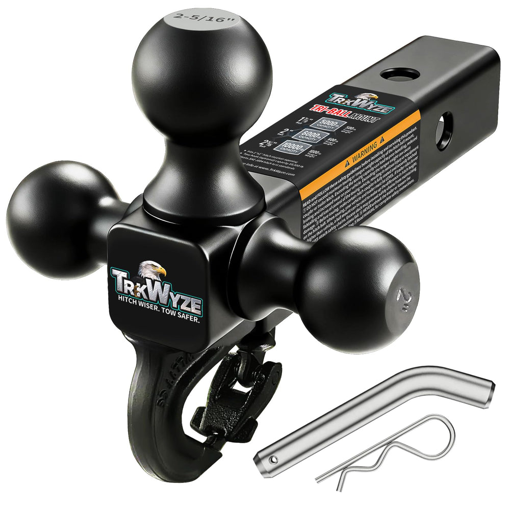 TrkWyze tri-ball hitch with 1-7/8 inch ball for versatile towing