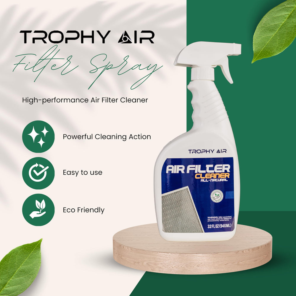 Trophy Air Filter Cleaner spray action showing debris removal for better performance