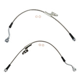 TRQ front driver side brake hose with stainless steel design for stronger braking feel.
