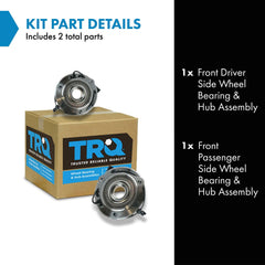 TRQ front passenger side wheel bearing hub for Jeep Wrangler JK enhances steering stability
