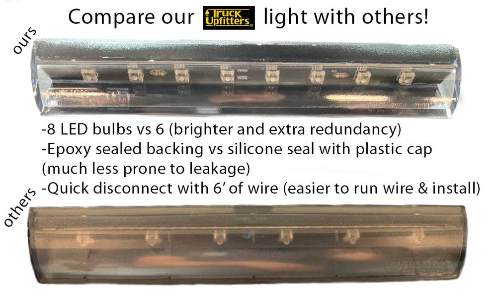 Truck Upfitters brake light designed to pass through a small fiberglass hole