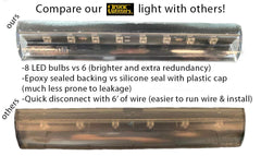 Truck Upfitters brake light designed to pass through a small fiberglass hole