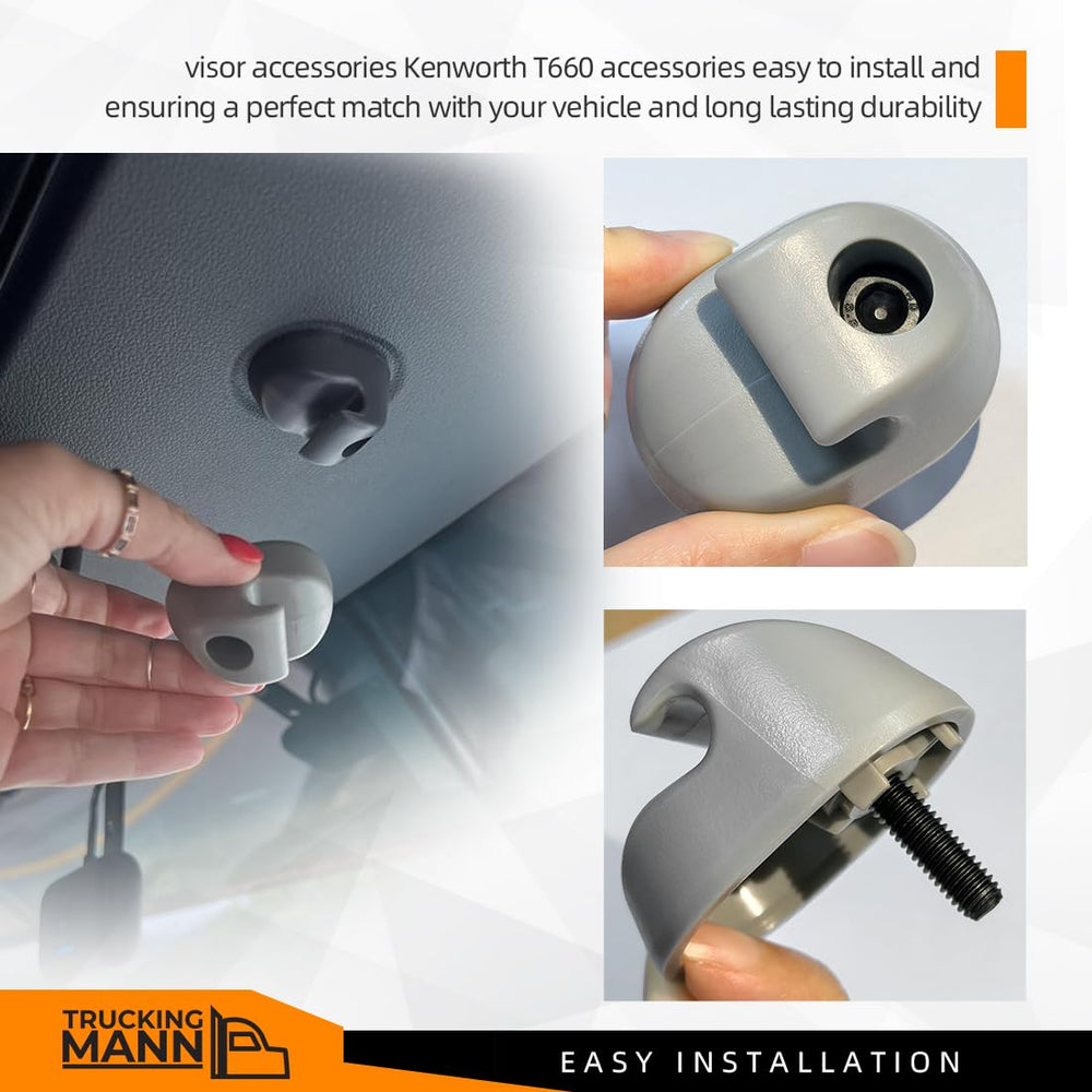 Truckingmann sun visor clip for Peterbilt 386 maintains stable visor alignment