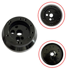 Trucktok hub adapter connected to GMC pickup for secure steering wheel fitment.