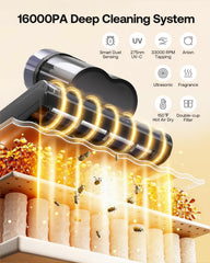 Trucozie delivers 16KPa suction to lift pet hair from sofas and beds.