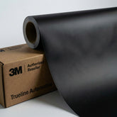 TRUE LINE Automotive 3M 2080 matte black wrap finish on a door panel for a stealthy, durable look.